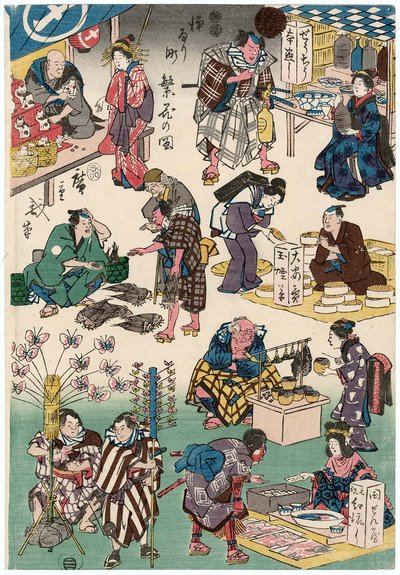 Characters from Plays as Merchants and Customers by Utagawa Hiroshige